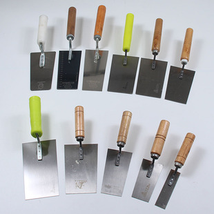 加厚小铁板 不锈钢小泥板小泥刮灰匙木柄抹泥板梯形抹泥刀小铲刀