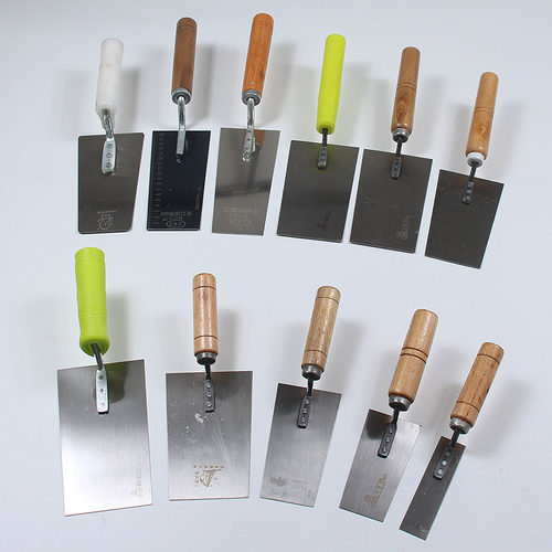 加厚小铁板 不锈钢小泥板小泥刮灰匙木柄抹泥板梯形抹泥刀小铲刀