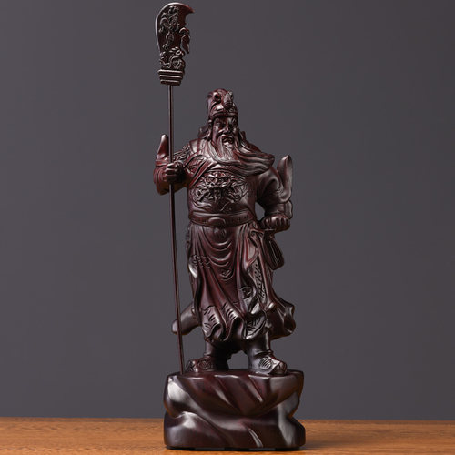 黑檀木雕关公摆件招财客厅