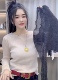 2026春季 洋气百搭套头上衣 女时尚 新款 拼接木耳边亮闪闪网纱打底衫