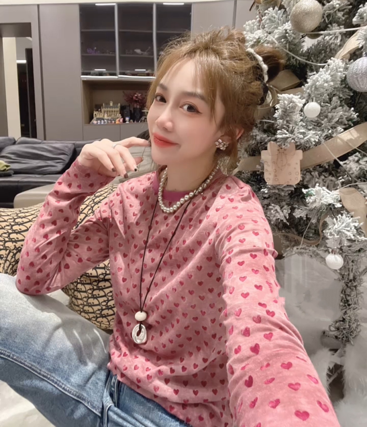 欧洲站2025冬季新款爱心图案打底衫女时尚洋气百搭长袖套头上衣潮,女装/女士精品,T恤,淘宝优惠券,粉丝福利购,淘宝优惠卷