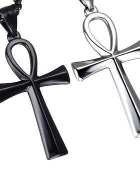 欧美电商货源钛钢安卡十字架吊坠不锈钢金色埃及吊坠项链工厂