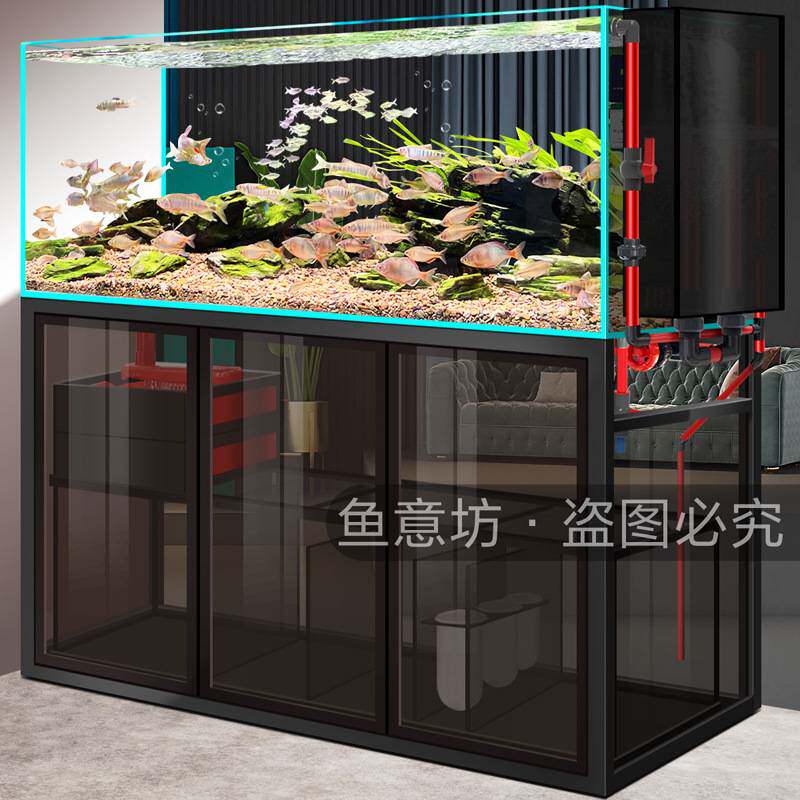 溪流缸鱼缸超白玻璃底滤免换水客厅家用生态造景原生草缸水族箱