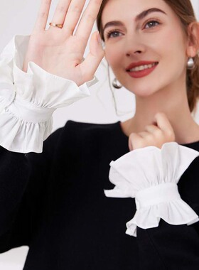 女款涤棉半手指花朵款假袖口