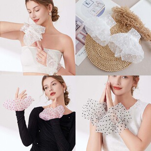 松紧袖子打底假袖子女百搭假袖口卫衣手套蕾丝花边短了装饰短接袖