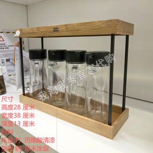 宜家国内代购 诺布勒卡 厨房台面收纳件金属/竹 38x13x28厘米架子