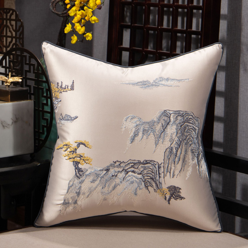 新中式抱枕靠垫中国风沙发靠背床头靠包靠山客厅靠枕腰枕含芯定制