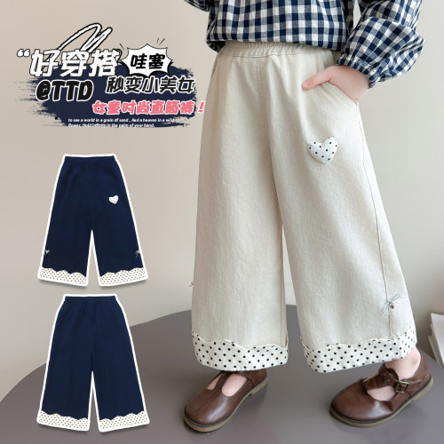 女童裤子夏装新款宝宝洋气休闲长裤儿童春秋阔腿裤韩版宽松直筒裤