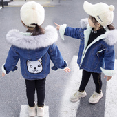 洋气儿童秋装 小女孩秋冬装 加厚加绒冬季 女童牛仔外套2019新款 韩版