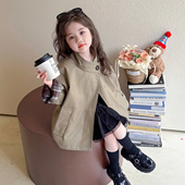 女童风衣2026新款 外套洋气女孩复古休闲上衣 春秋儿童英伦风中长款