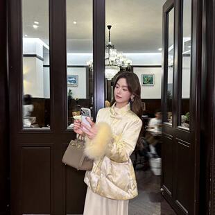 沐子凤-新中式轻国风-羽绒服外套(配可拆卸狐狸毛袖口,腰带)26015