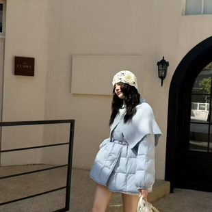 2955 配披肩和腰带 MOER羽绒世家 百搭收腰暗门襟保暖羽绒服外套