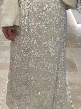 MISS ZI-年货超性价比显瘦气质小女人重工艺亮片半身裙10520