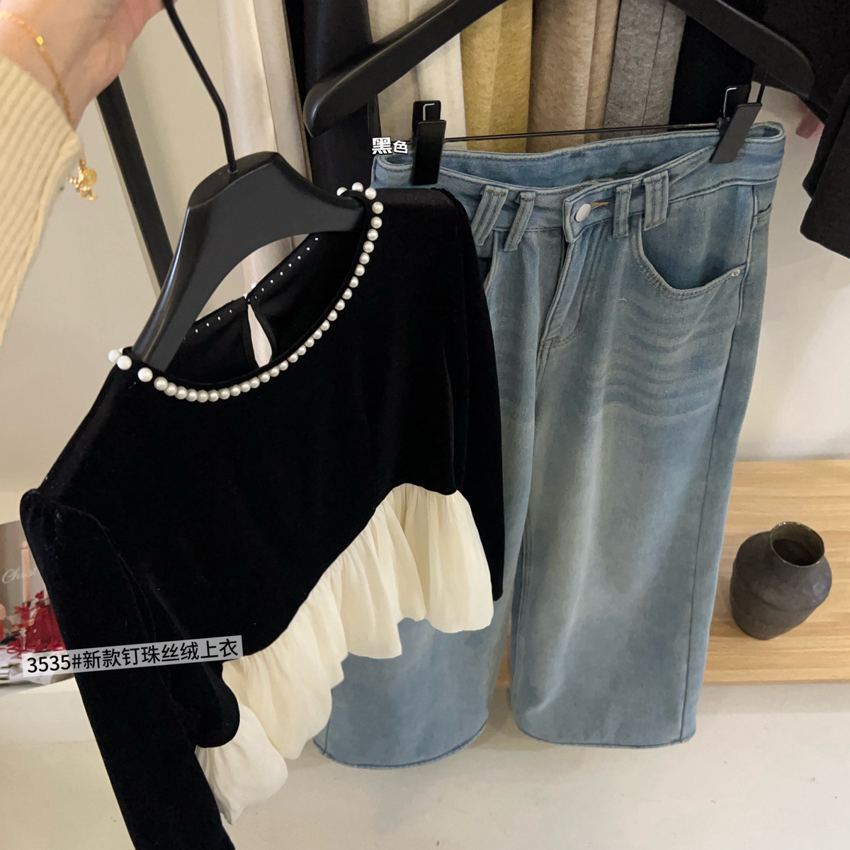 milk-冬上新新款韩系钉珠丝绒小衫3535,女装/女士精品,毛针织衫,淘宝优惠券,粉丝福利购,淘宝优惠卷