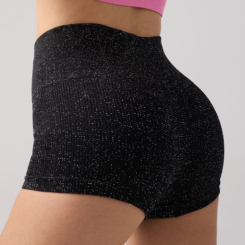 高腰瑜伽裤三分裤女亮丝短裤