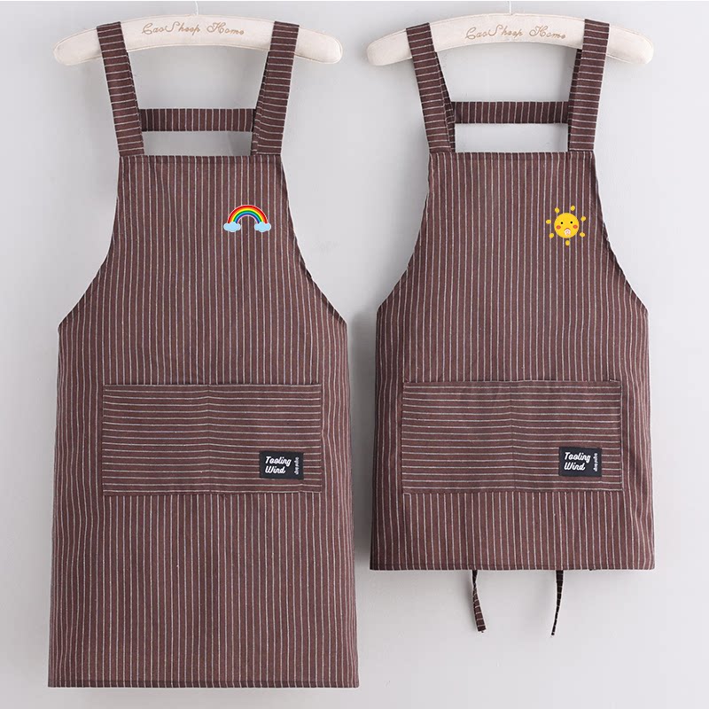 透气棉布小个子短款围裙厨房家用耐磨洋气工作服上班围腰定制