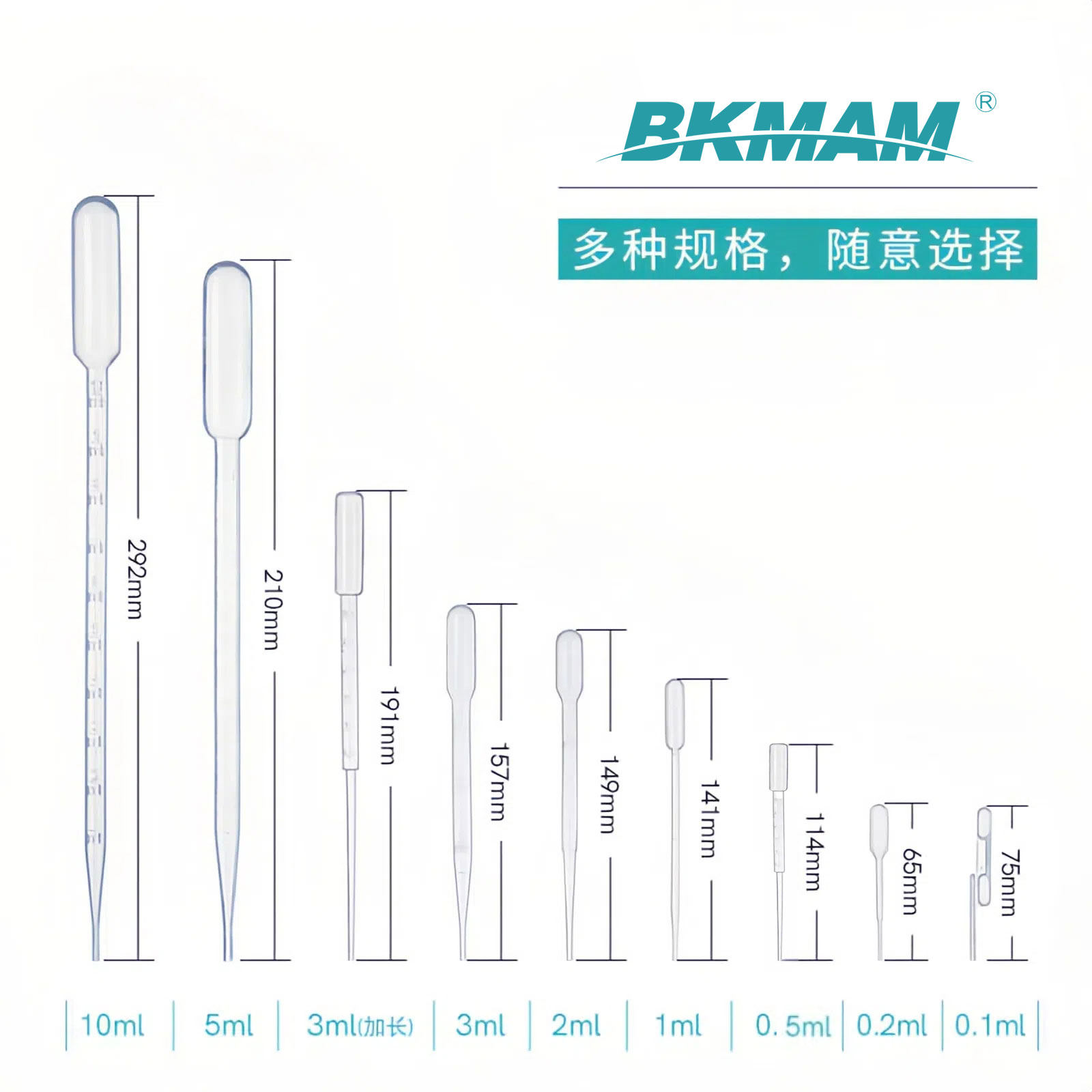 比克曼一次性塑料滴管1ml3ml加长巴氏吸管灭菌包装巴斯德管5/10ml