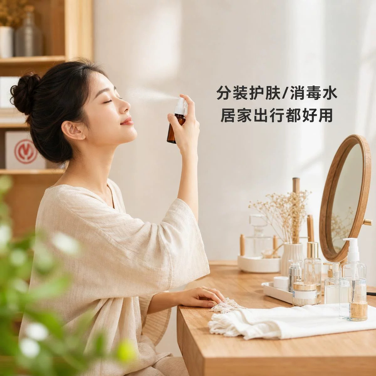 日本进口玻璃喷雾小瓶分装按压便携滴瓶化妆乳液护肤品精油瓶避光
