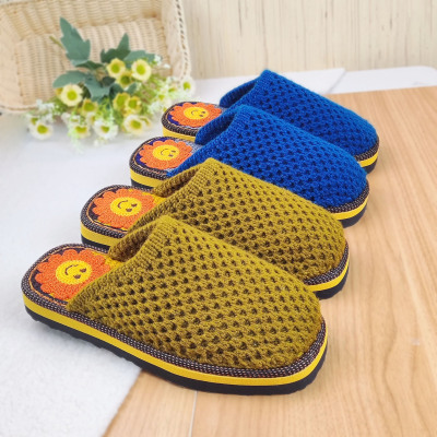 2025冬季男女情侣款纯手工勾编织毛线拖鞋防滑保暖春秋居家月子鞋