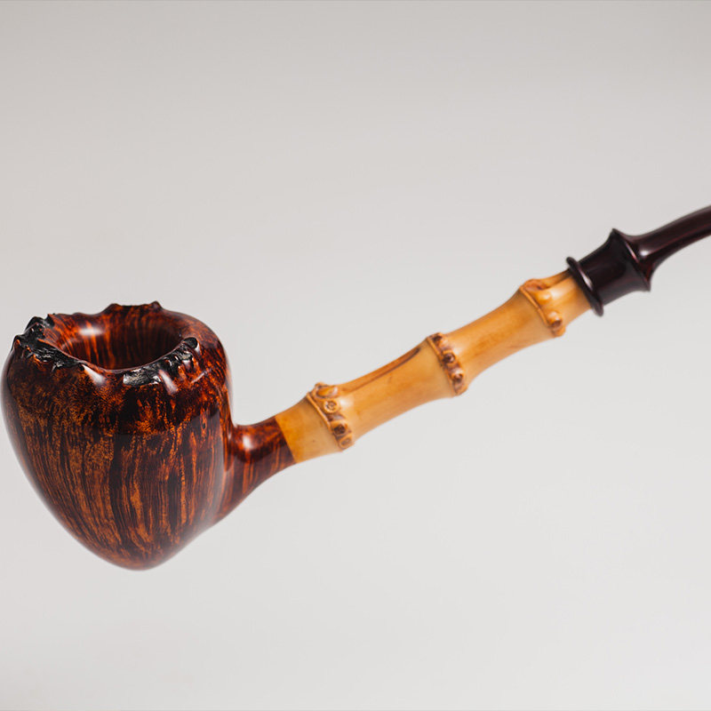 奶屁的烟斗 进口石楠木 竹节根瘤橡果 坎伯兰 360°火焰纹 老竹根