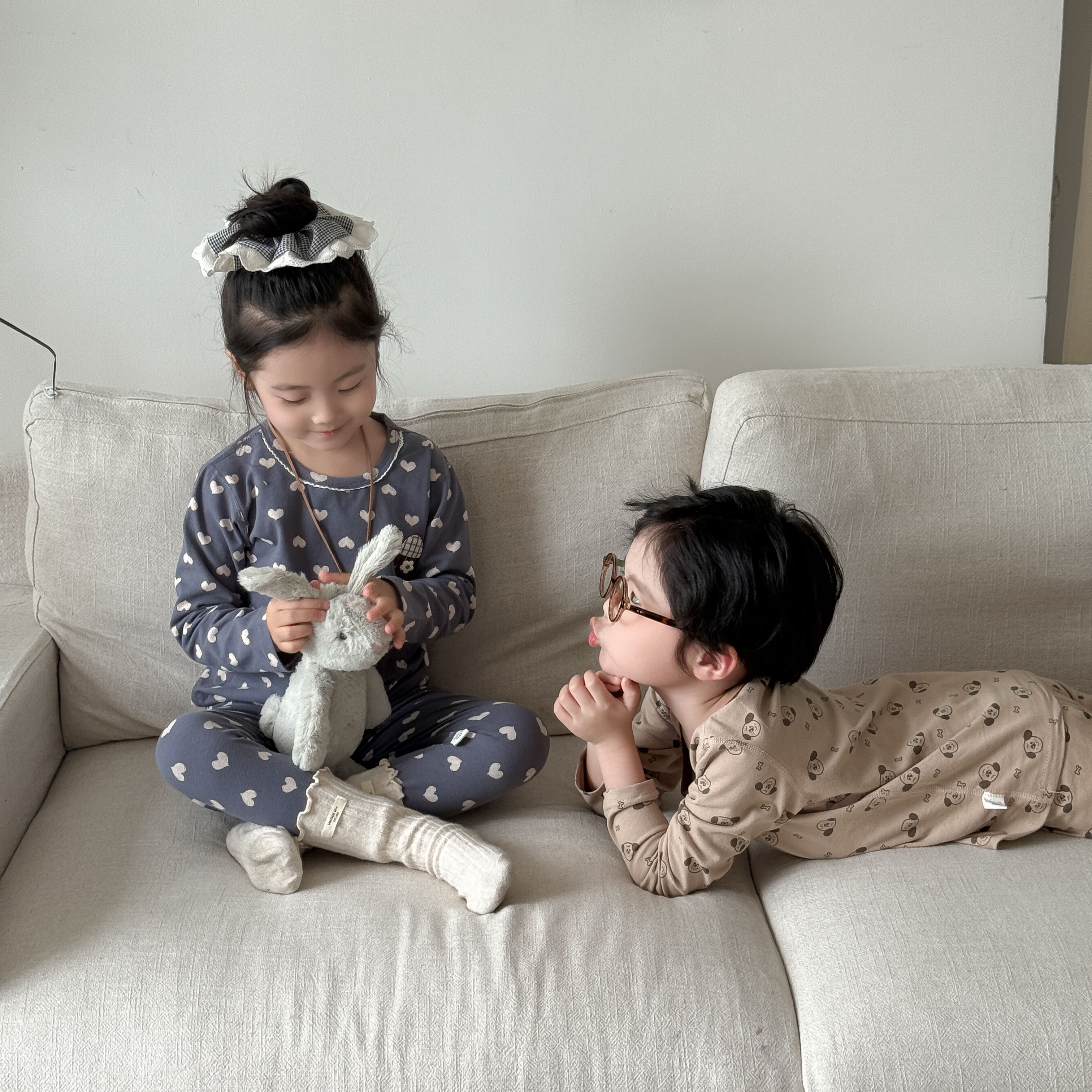【薄款】秋季a类儿童睡衣秋衣秋裤套装男女童纯棉内衣莱卡家居服