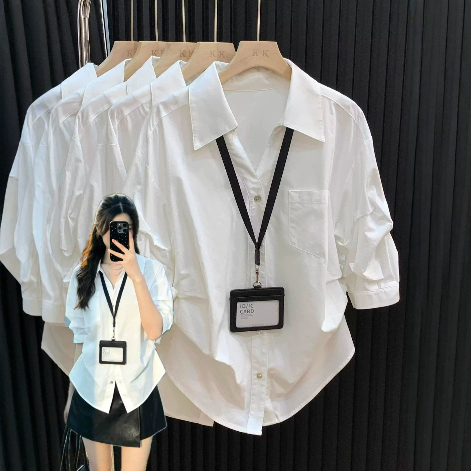 法式polo领气质蓝色衬衫女春夏2026高级感轻奢收腰衬衣设计感上衣