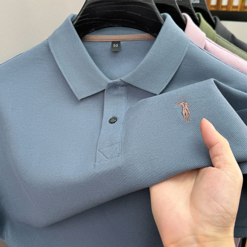 夏季新款男士短袖POLO衫100%纯棉高端休闲百搭透气t恤半袖上衣男