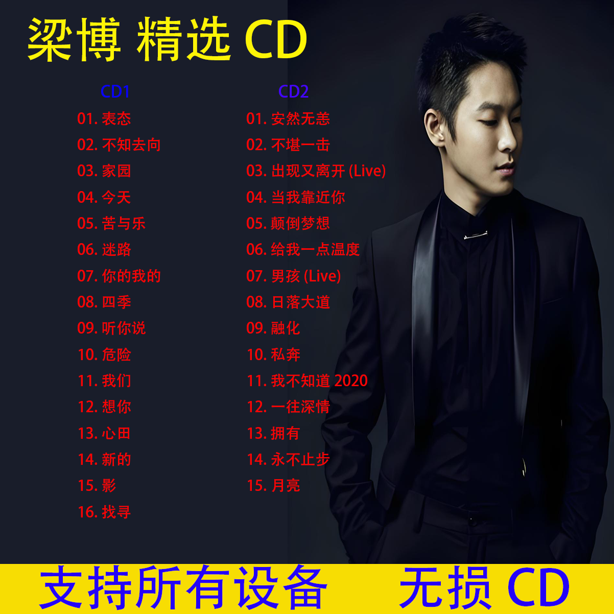 梁博精选车载CD碟片光盘网络流行歌曲烟嗓音cd唱片无损音乐2025