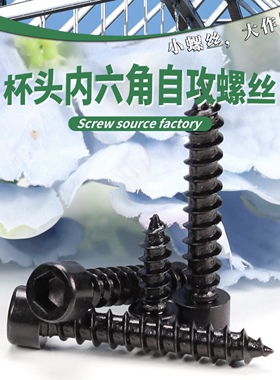 高强度8.8级碳钢镀黑色HA圆柱头内六角自攻螺丝音箱螺丝M1.7–M6