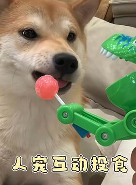 大嘴恐龙机器狗狗棒棒糖投食训练益智糖果玩具猫咪薄荷冻干发射器