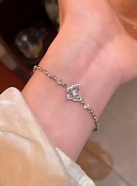 温柔气质蝴蝶手环女日韩ins甜美风微镶锆石精致百搭日常手饰品