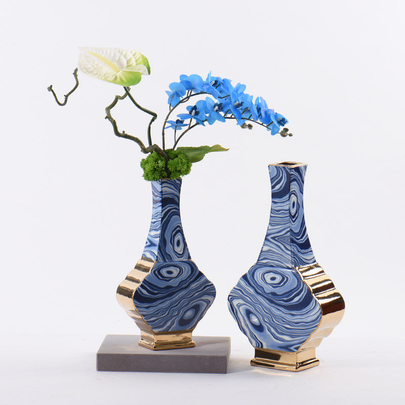【特价清仓】现代简约陶瓷轻奢花瓶电视柜浴室餐桌面蓝色花器摆件