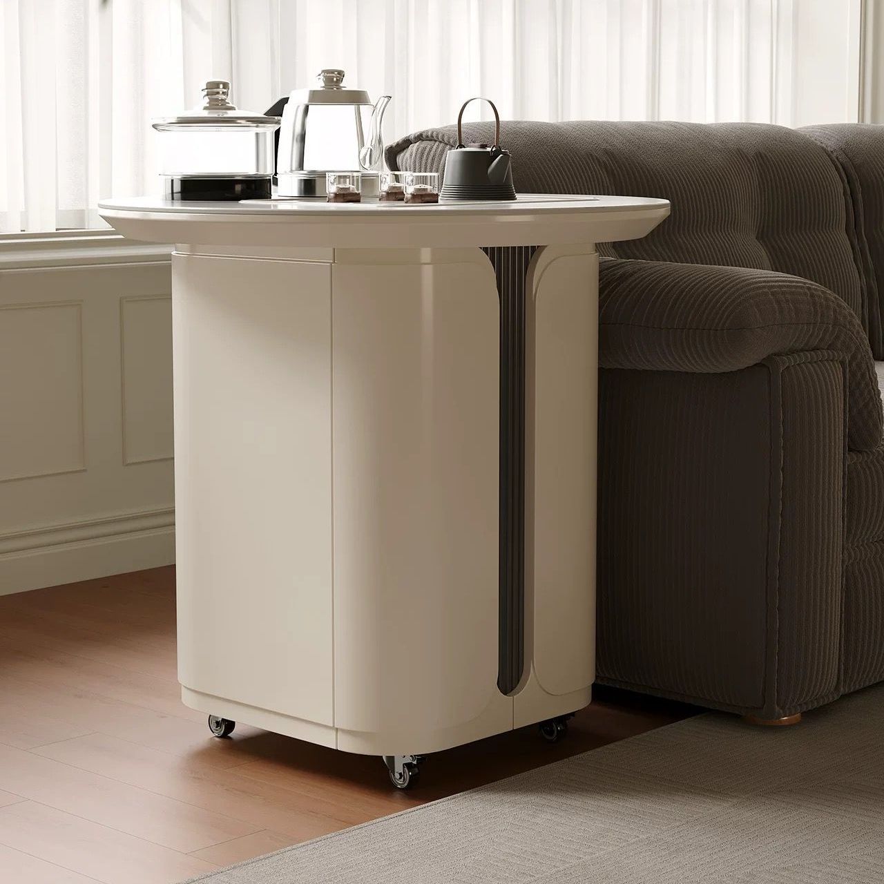 移动茶台阳台小茶桌家用小茶车桌椅组合多功能推车带轮茶水柜客厅