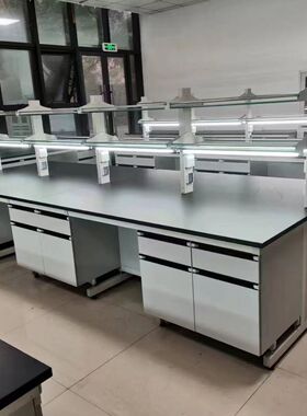 实验室边台吊柜钢木实验台工作台化学实验桌全钢中央试验台操作台