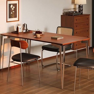 实木餐桌中古复古小户型北欧日式组合椅子家用长方形桌子原木家具