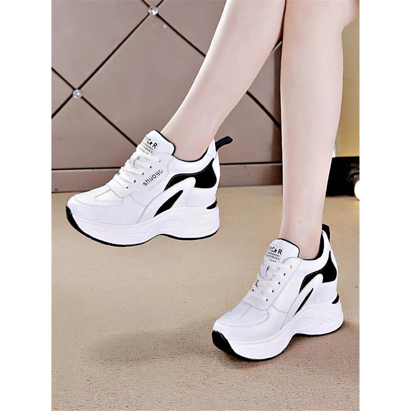 香港代购真皮小白鞋女2026新款春季百搭休闲鞋厚底内增高运动鞋子