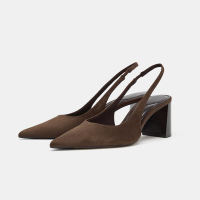 ZA2026 Spring New pointed-toe high-heeled Muller single shoes, retro style, chunky-heeled flip-flops, height-increasing one-strap sandals thumbnail 2
