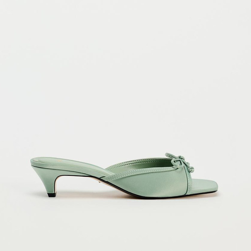 ZA2025夏新款蝴蝶结小猫跟穆勒鞋简约度假风方头露趾中跟凉拖鞋女,女鞋,穆勒鞋,淘宝优惠券,粉丝福利购,淘宝优惠卷