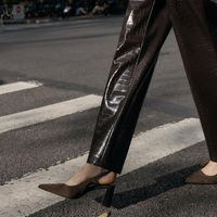 ZA2026 Spring New pointed-toe high-heeled Muller single shoes, retro style, chunky-heeled flip-flops, height-increasing one-strap sandals thumbnail 4