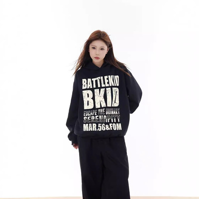 美式重磅复古连帽卫衣