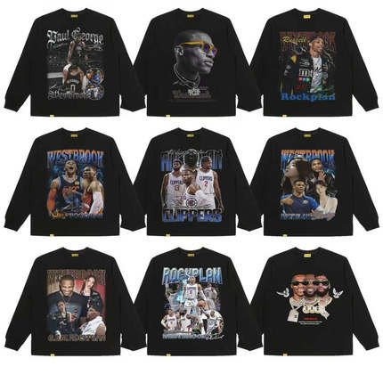 25秋季新款摇滚计划美式球星明星长袖T恤透气重磅纯棉卫衣打底衫