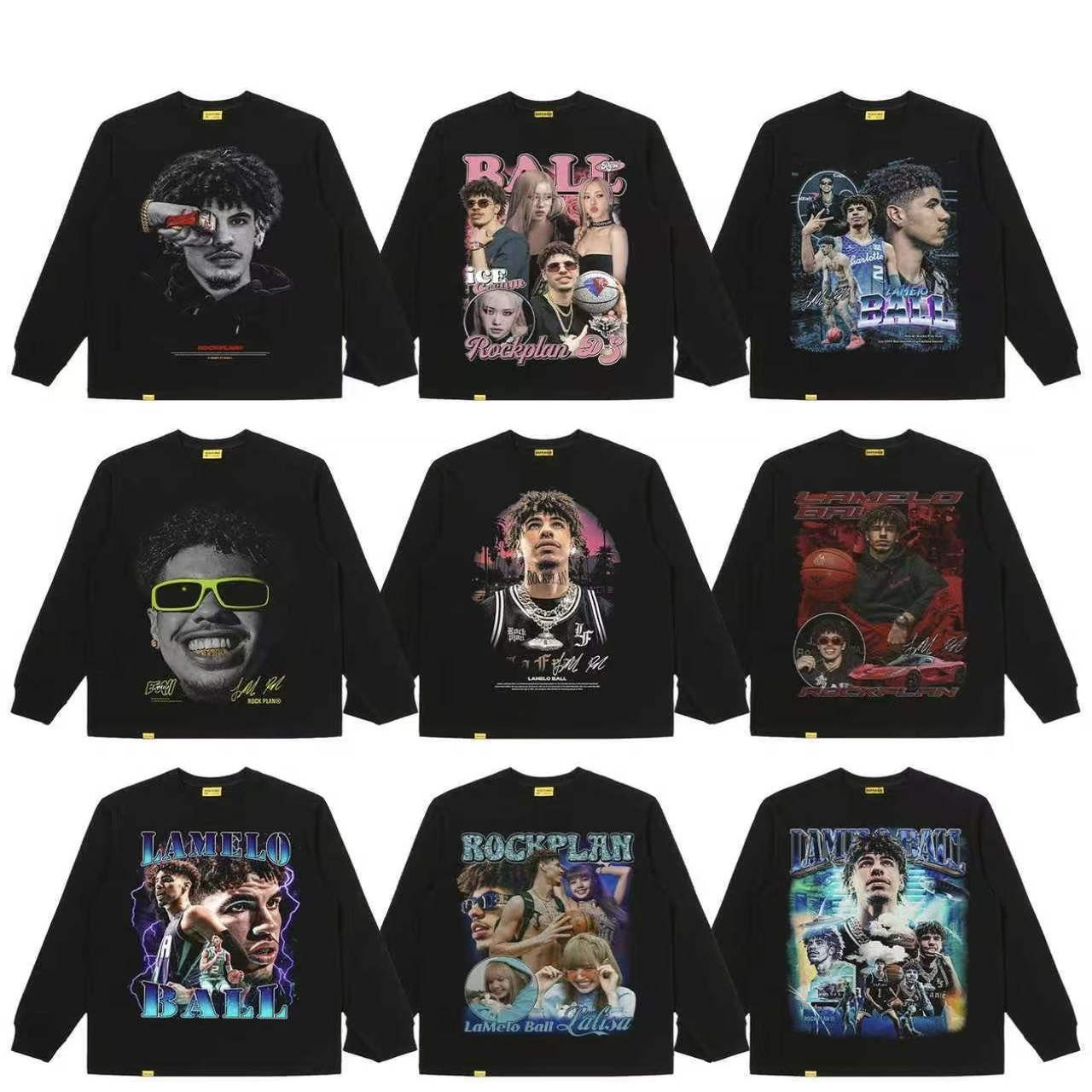 25秋季新款美式圆领重磅纯棉长袖T恤摇滚计划球星同款透气打底衫