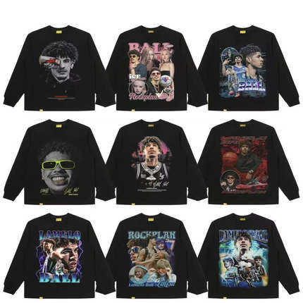 25秋季新款摇滚计划美式球星明星长袖T恤透气重磅纯棉卫衣打底衫