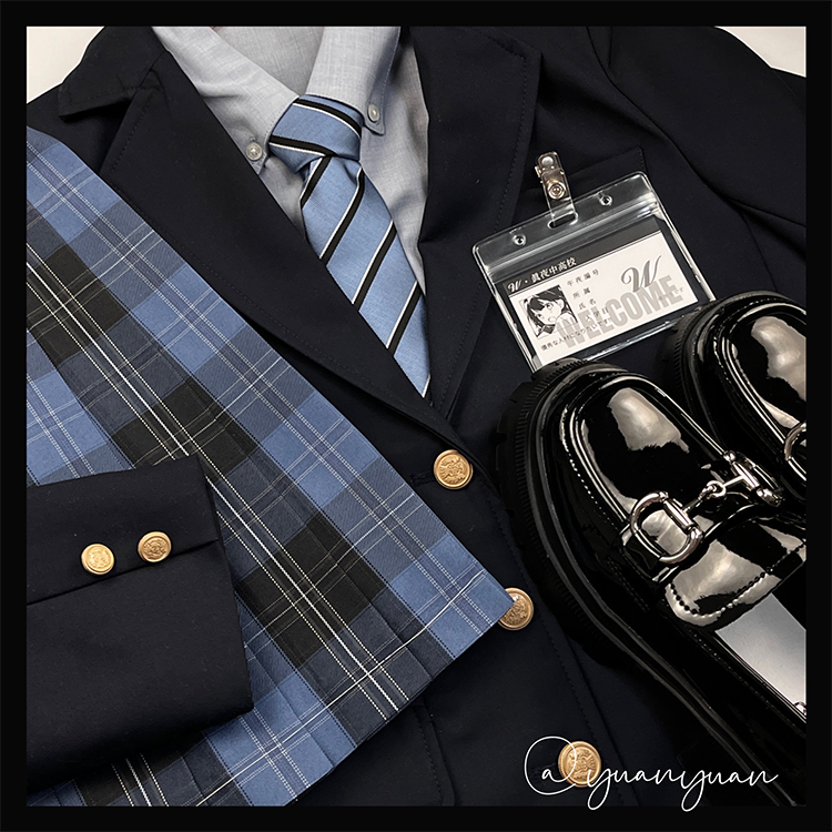 沧海洛小奈jk原创蓝色百褶裙