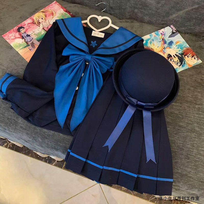 洛小奈jk一本深蓝色收腰显瘦学院风jk制服水手服学生校服套装