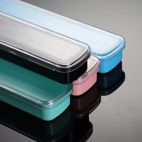 餐具盒便携PC透明盖ABS放24cm叉勺筷子抽拉盒成人学生餐具收纳盒