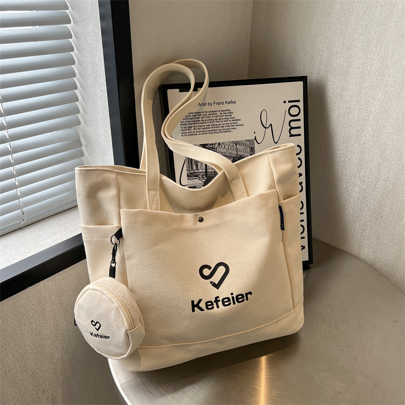 帆布包包女大容量2024新款上班手提单肩大学生上课布包通勤托特包