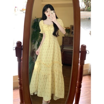 大码胖mm气质显白度假风碎花连衣裙女夏季新款甜美少女奶呼呼裙子