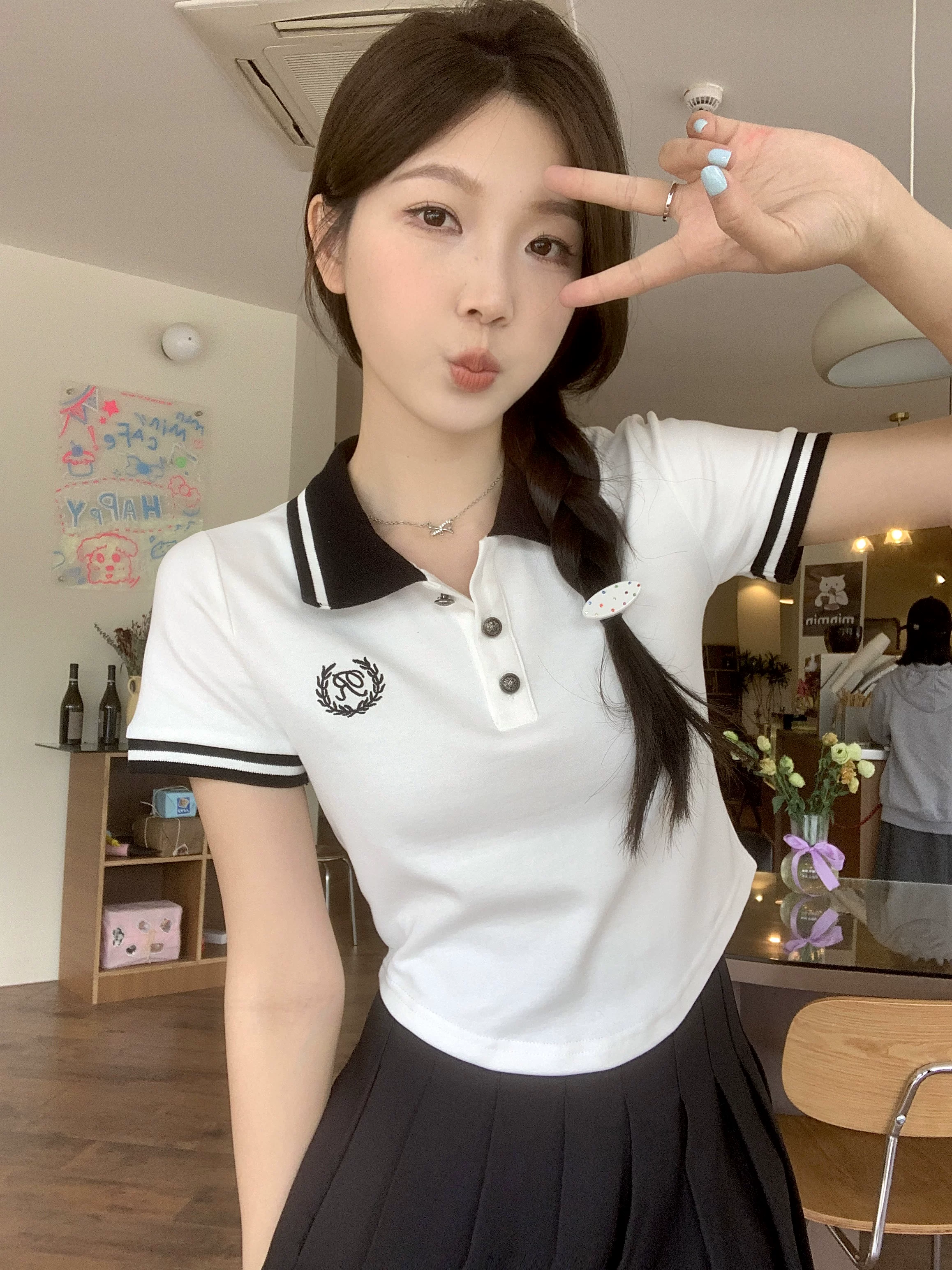 Летняя футболка с коротким рукавом, плюс размер, воротник polo, Slim fit