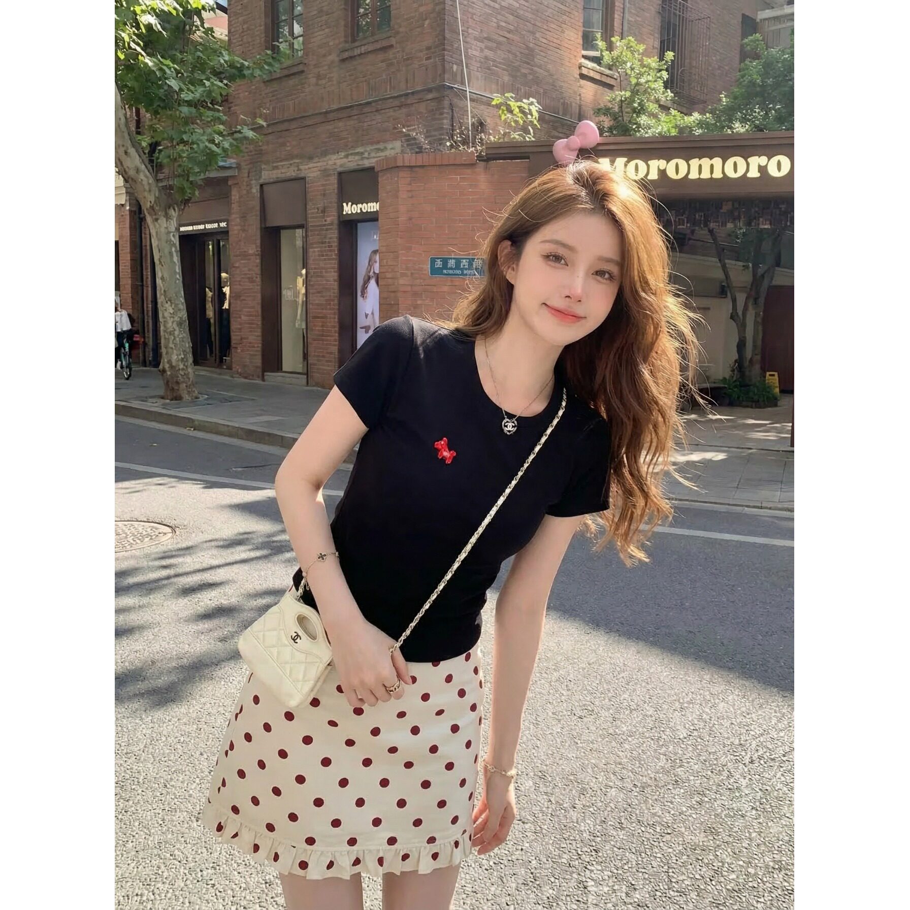 胖mm韩系圆领正肩卡通小马图案短袖T恤女修身显瘦减龄时尚上衣潮
